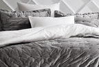 Vals Grijs Fluweel Bed Sprei Seti Tweepersoons - foto 6