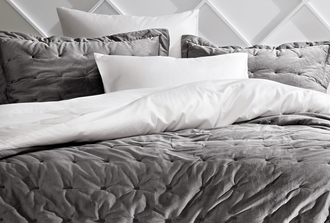 Vals Grijs Fluweel Bed Sprei Seti Tweepersoons - foto 6