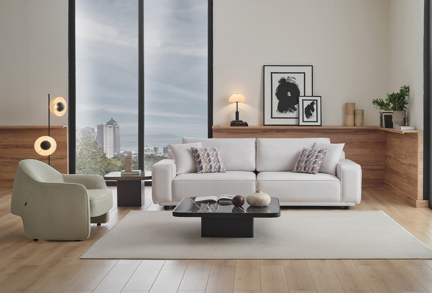 Mesta 3-Zitsbank + Fauteuil Creme - foto 5