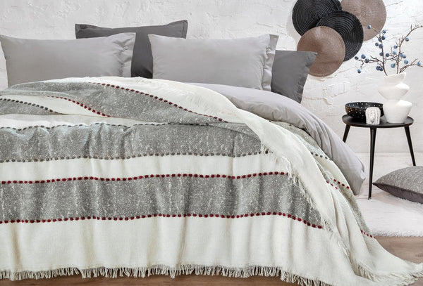 Darla Ekru Grijs Bed Sprei Eenpersoons