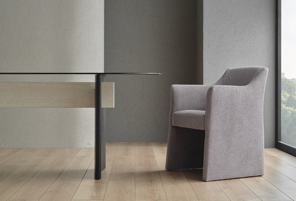 Austin Eetkamerstoel Geweven stof Fauteuil Tasarim Donkergrijs