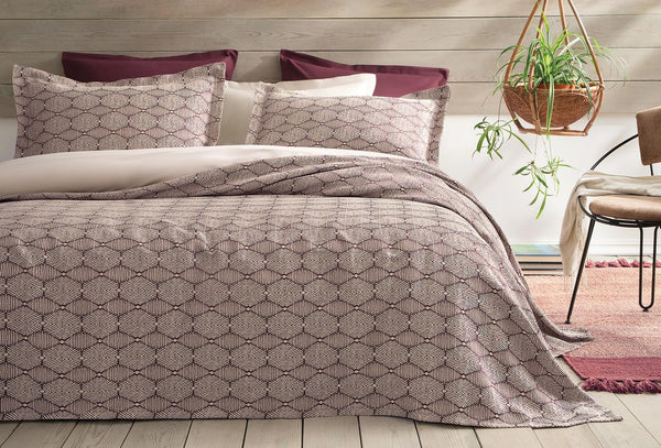 Morty Bordo Bed Sprei Seti Tweepersoons
