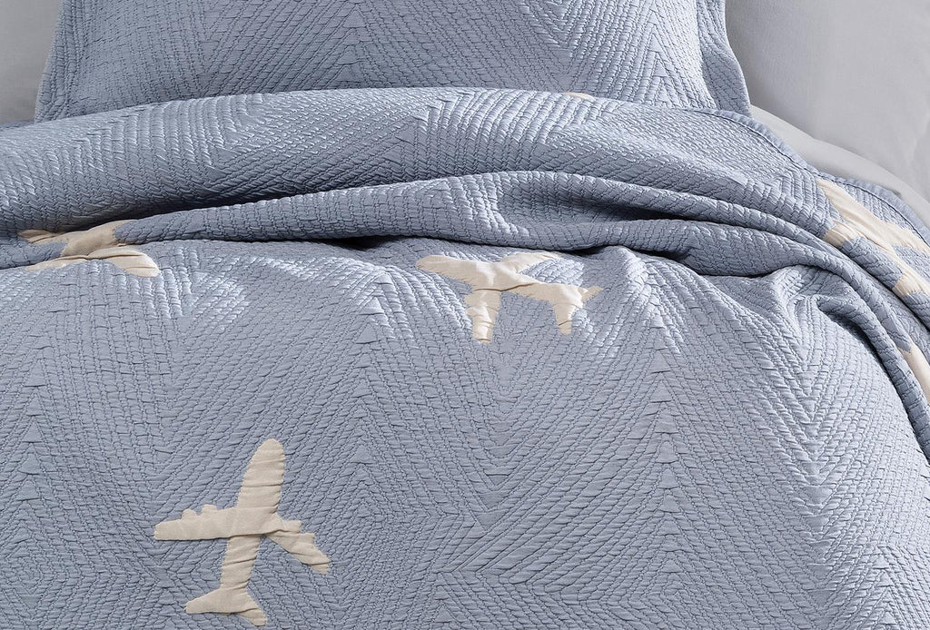 Chevron Indigo Bed Sprei Seti Eenpersoons - foto 5