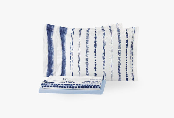 Darby Blauw Pique Tk Eenpersoons