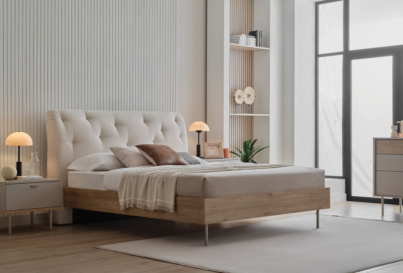 Cante Bed met hoofdbord 160x200 cm Creme