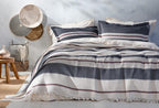 Recta Marineblauw Pique Bed Sprei Seti Tweepersoons