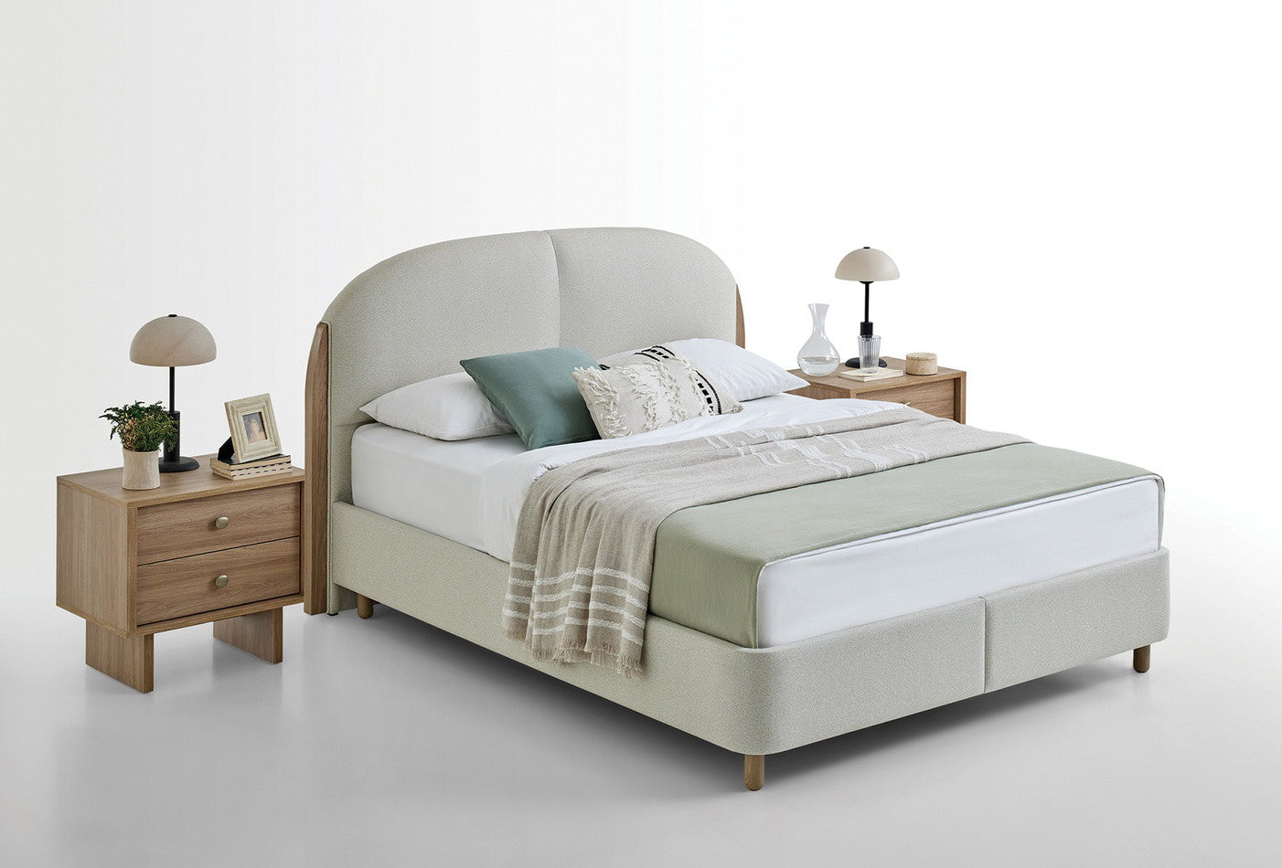 Perge Boxspring Met Hoofdbord Kemik Geweven Stof - foto 6
