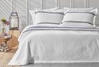 Larin Marineblauw Pique Bed Sprei Seti Tweepersoons