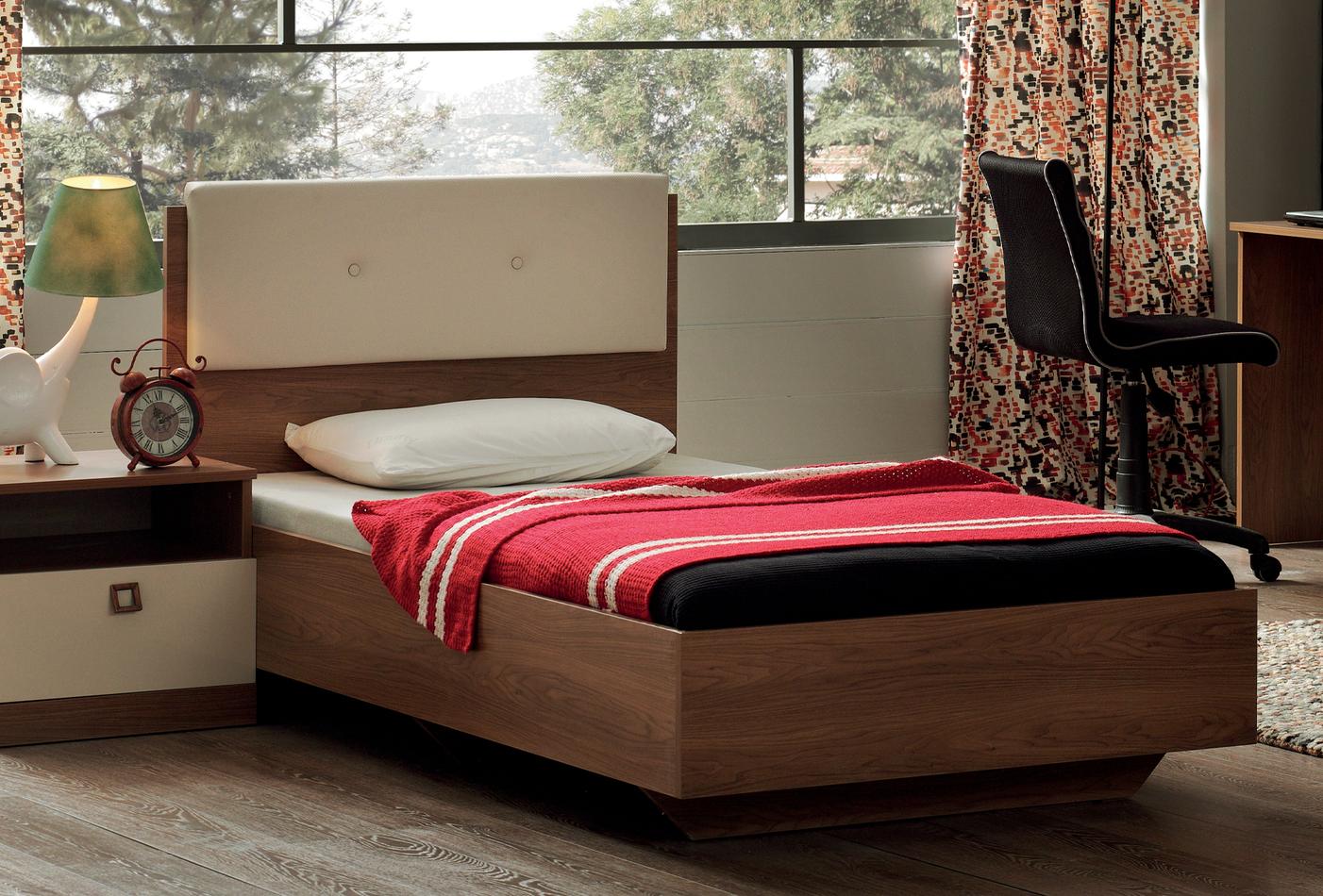 Mistral Tiener Bed met hoofdbord 100x200 cm Creme Kunstleer Stof - foto 3
