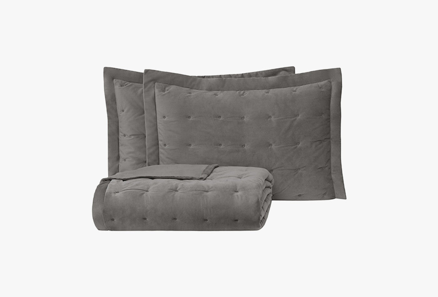 Vals Grijs Fluweel Bed Sprei Seti Tweepersoons - foto 2