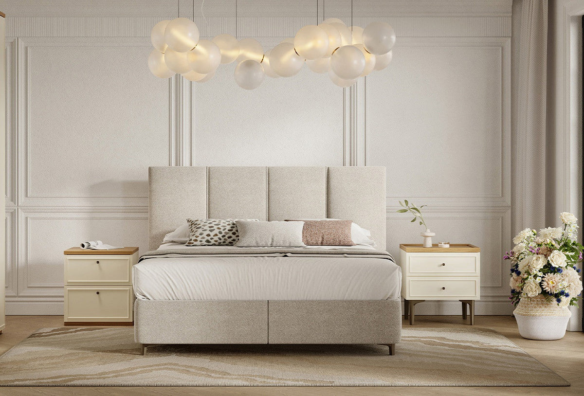 Marsana met hoofdbord Boxspring Beige Geweven Stof - foto 2