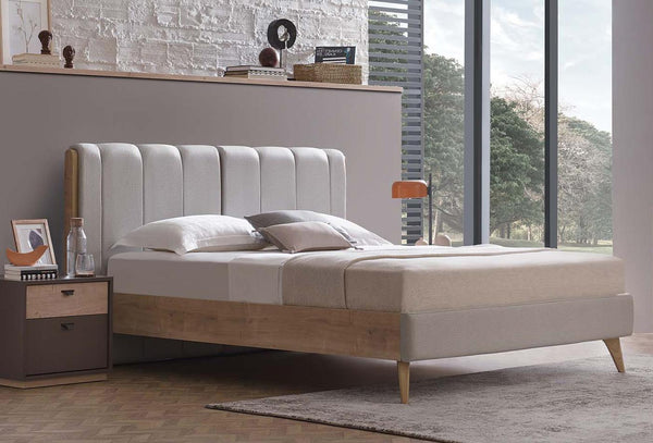 Polka Bed Incl. Hoofdbord 160X200 Licht Groen Linnen stof