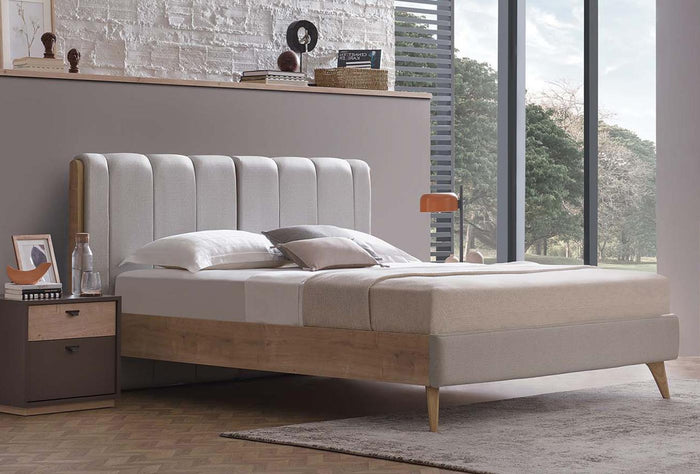 Polka Bed Incl. Hoofdbord 160X200 Licht Groen Linnen stof