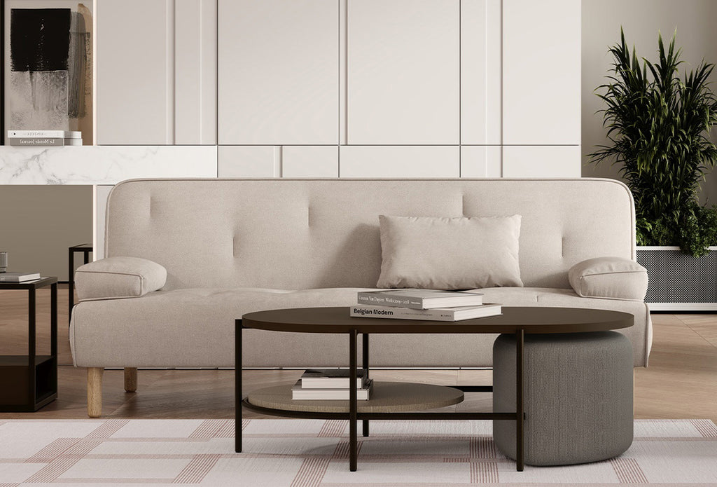 Freda 3-Zitsbank met slaapfunctie Bank Fluweel Creme