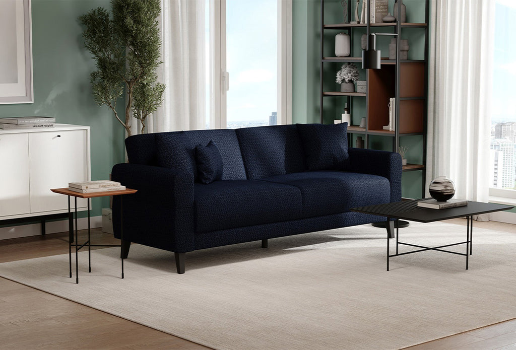 Astera Plus 3-Zitsbank met slaapfunctieLinnen geweven Marineblauw - foto 3