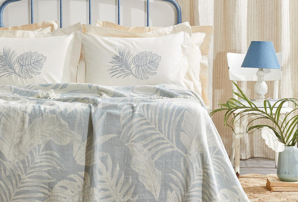 Belinda Blauw Pique Bed Sprei Tk Tweepersoons - foto 3