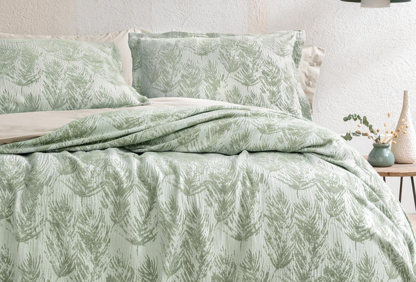 Ella Groen Bed Sprei Seti Tweepersoons