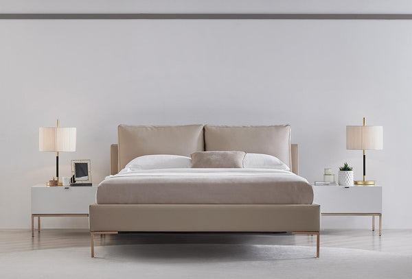 Legato Bed Met Hoofdbord 40119 Creme leatherlook