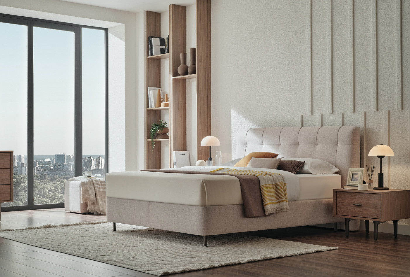 Paloma Boxspring met hoofdbord 160x200 cm Creme - foto 3