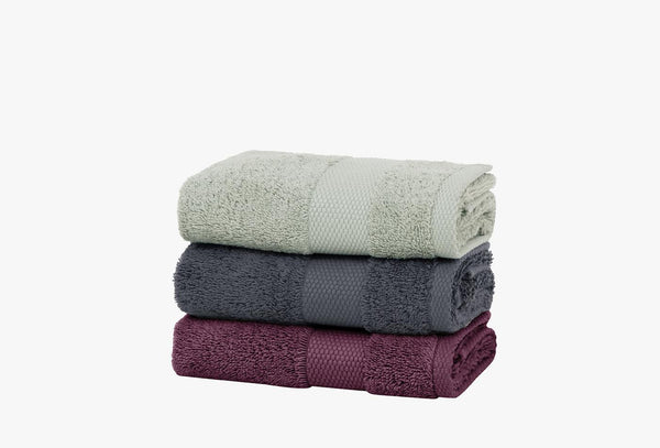 Essentials Antraciet Fusya Nil Groen Gasthanddoek 3-delig 30X50 Cm