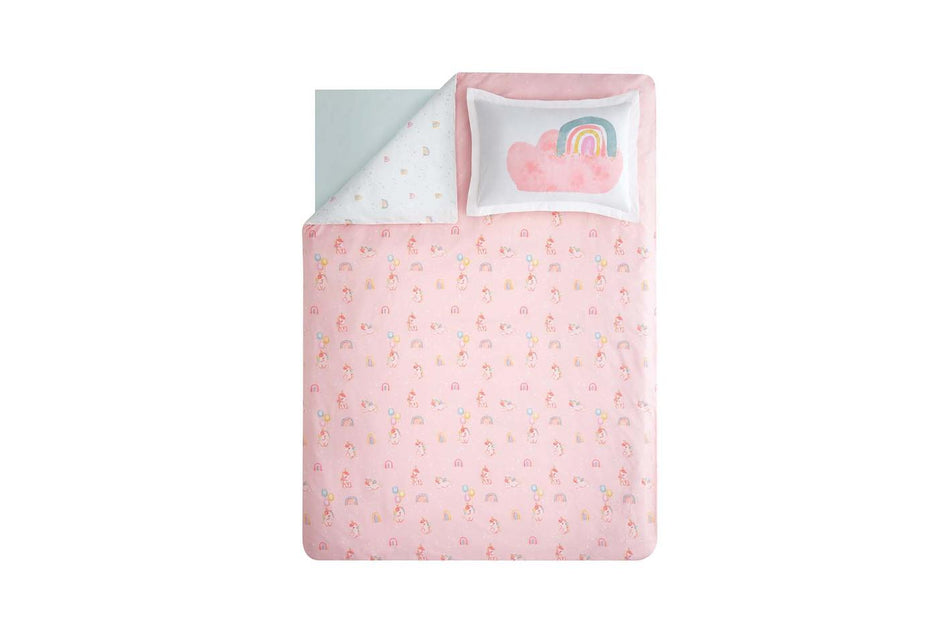 Rainbow Roze Ranforce Dekbedovertrekset Eenpersoons