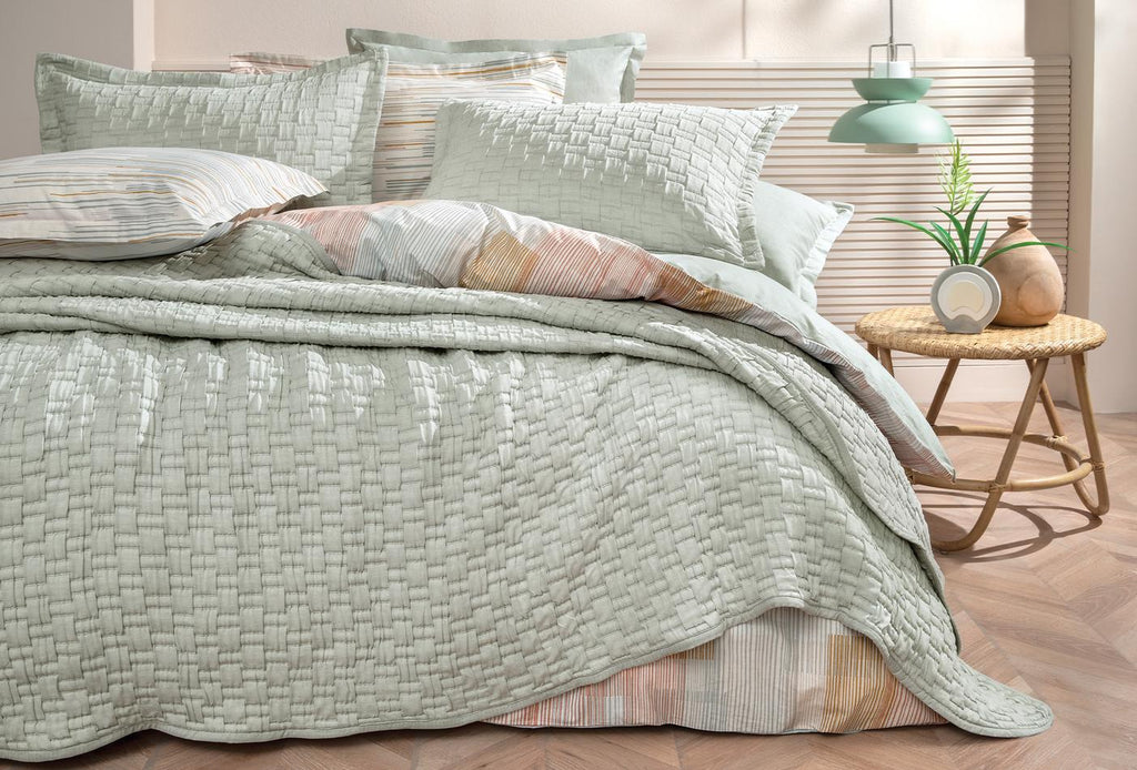 Velma Saliegroen Grijs Bed Sprei Eenpersoons