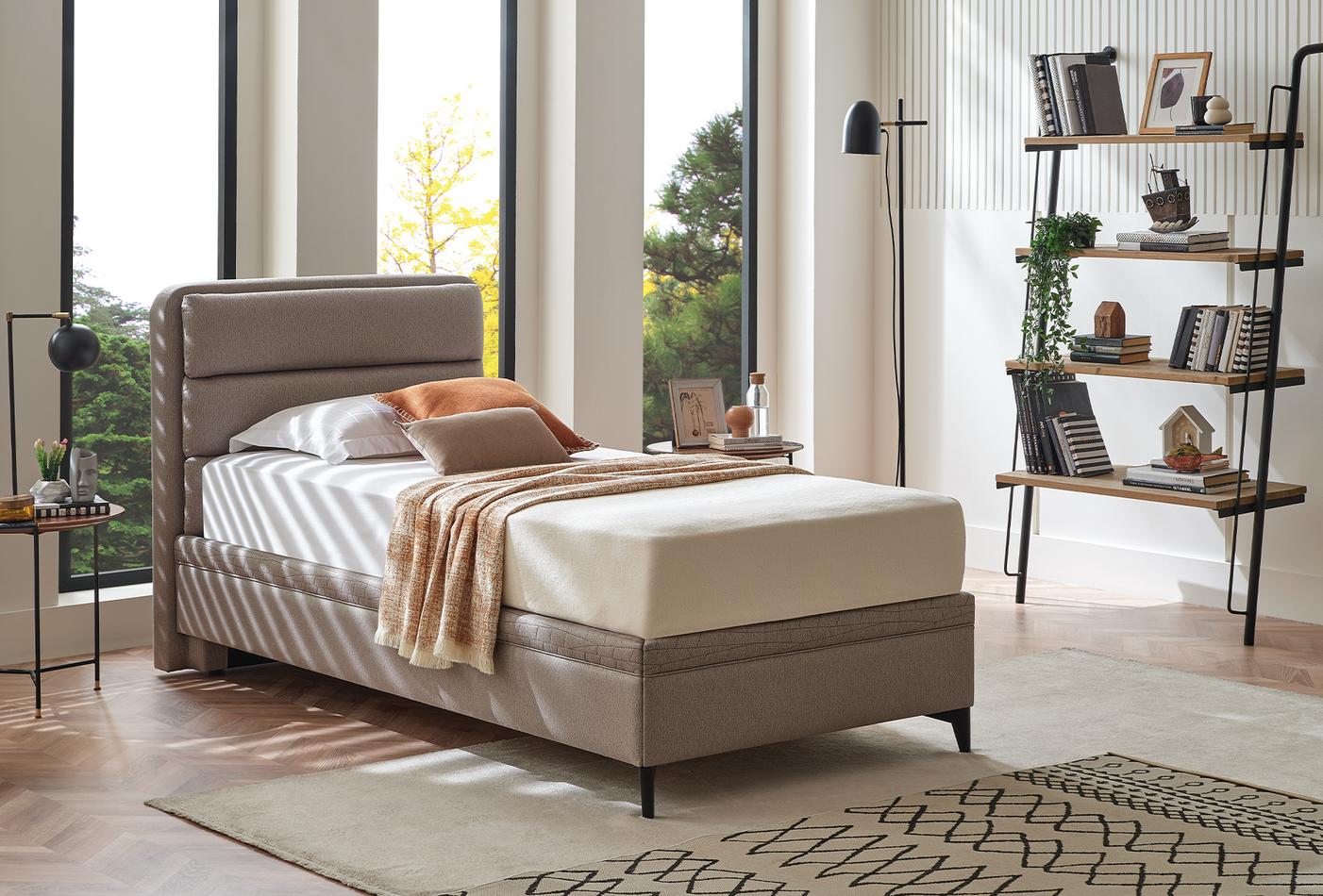 Botanic Boxspring met hoofdbord 90x190 cm Taupe - foto 4