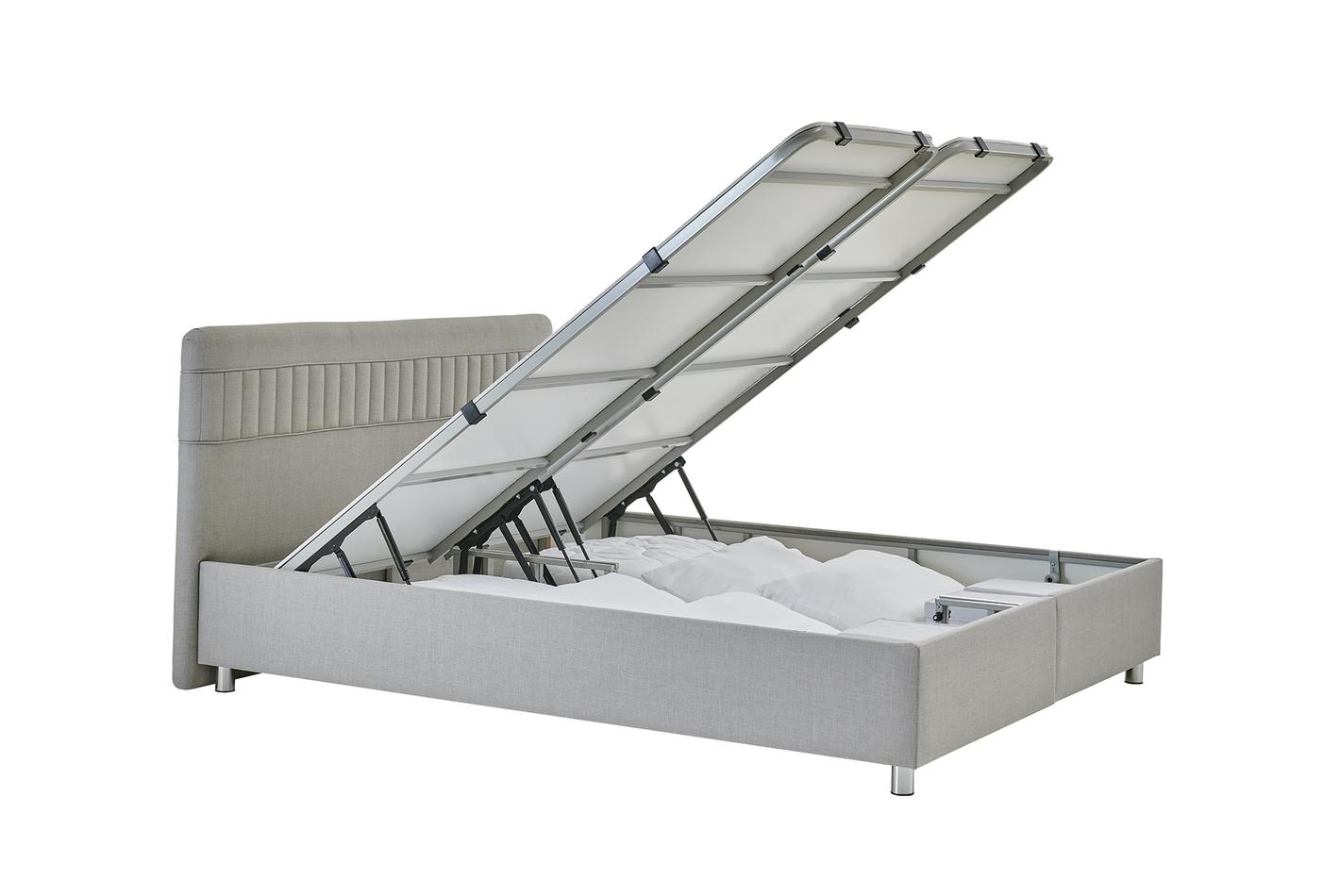 Nano Somni Set Boxspring met hoofdbord Set 100x200 cm Grijs Linnen - foto 6