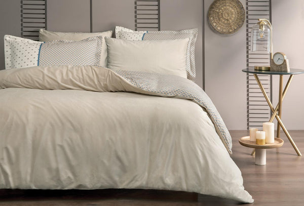 Charme Uberto Beige Fluweel Saten Dekbedovertrekset Tweepersoons