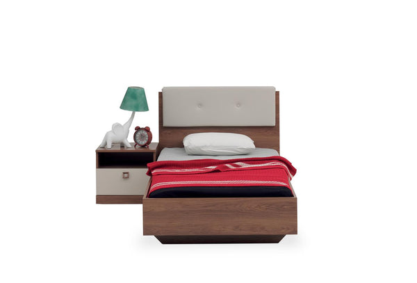 Mistral Tiener Bed met hoofdbord 100X200 Cm Creme Kunstleer Stof