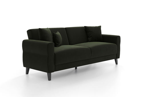 Astera Plus 3-Zitsbank met slaapfunctie Fluweel Donker Haki Antraciet - foto 2