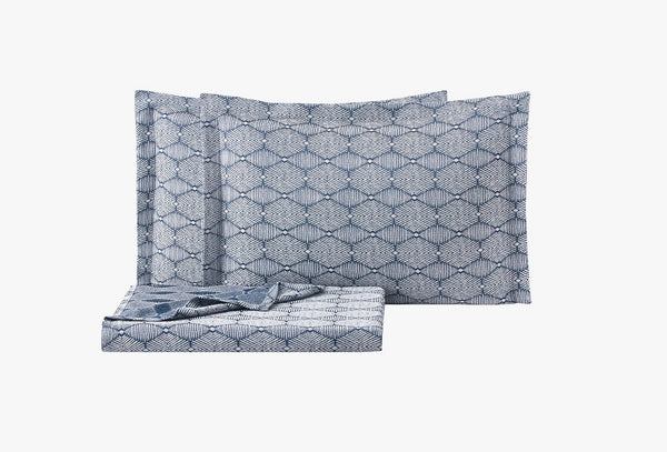 Morty Marineblauw Bed Sprei Seti Tweepersoons