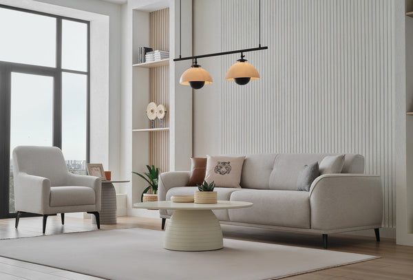Cante 3-Zitsbank met Slaapfunctie + Fauteuil Linnen geweven 14207 Creme