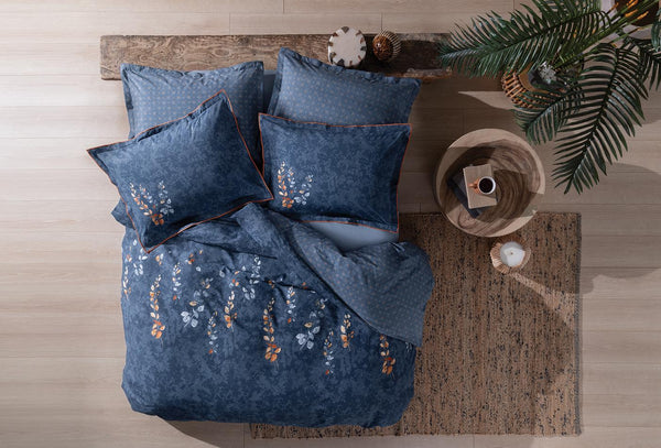 Petal Marineblauw Dekbedovertrekset Eenpersoons