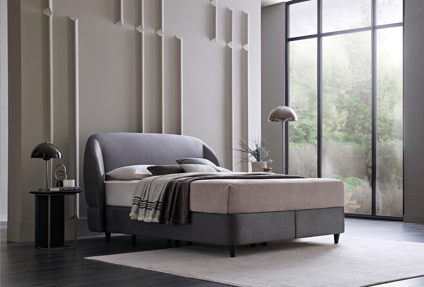 Lotto Orthopedic Support Boxspring met hoofdbord 140x190 cm Antraciet