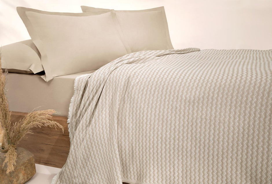 Gwen Beige Piqué Sprei Eenpersoons