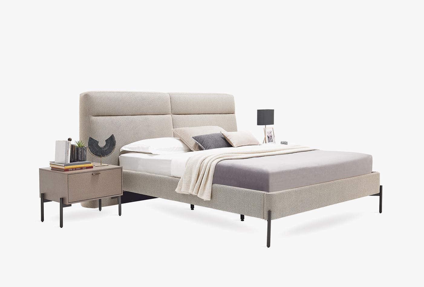 Berta Bed Met Hoofdbord Beige - foto 2