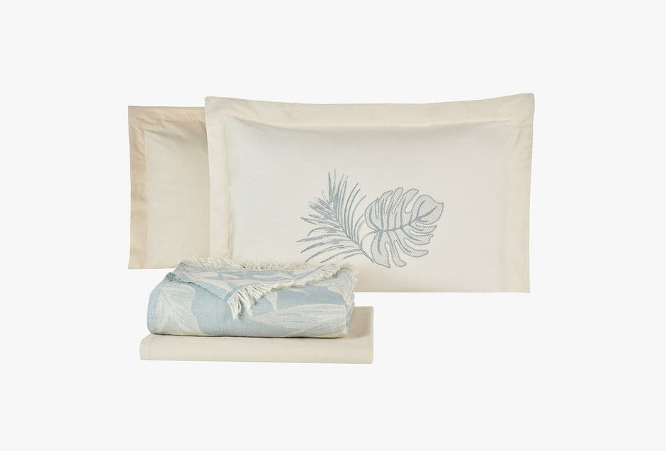 Belinda Blauw Piqué Bedspreiset Tweepersoons