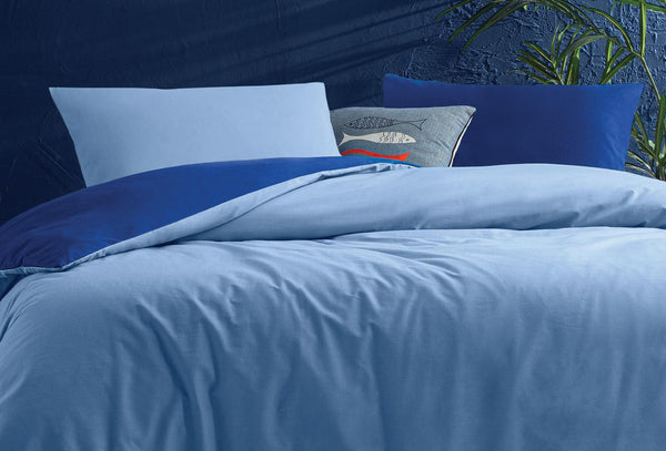 Noah Licht Marineblauw Lichtblauw Dekbedovertrek Seti Eenpersoons Xl