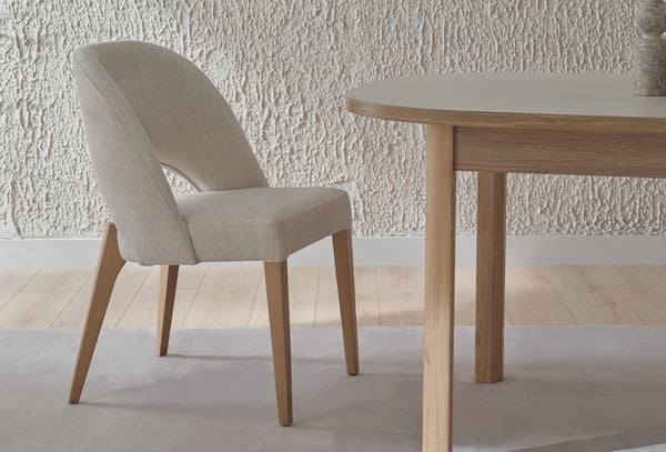 Perge Eetkamerstoel Chenille Stof Creme