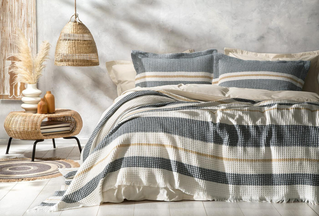 Recta Antraciet Pique Bed Sprei Seti Eenpersoons