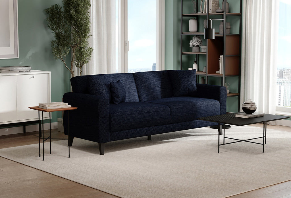 Astera Plus 3-Zitsbank met slaapfunctieLinnen geweven Marineblauw