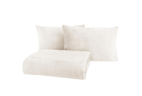 Dazel Ekru Deken Bed Sprei Seti Eenpersoons