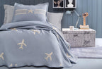 Chevron Indigo Bed Sprei Seti Eenpersoons