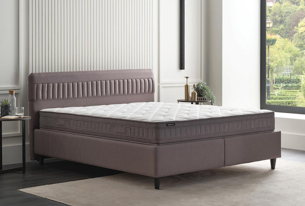 Sleep Balance Bed Boxspring met hoofdbord 90x190 cm Bruin - foto 4