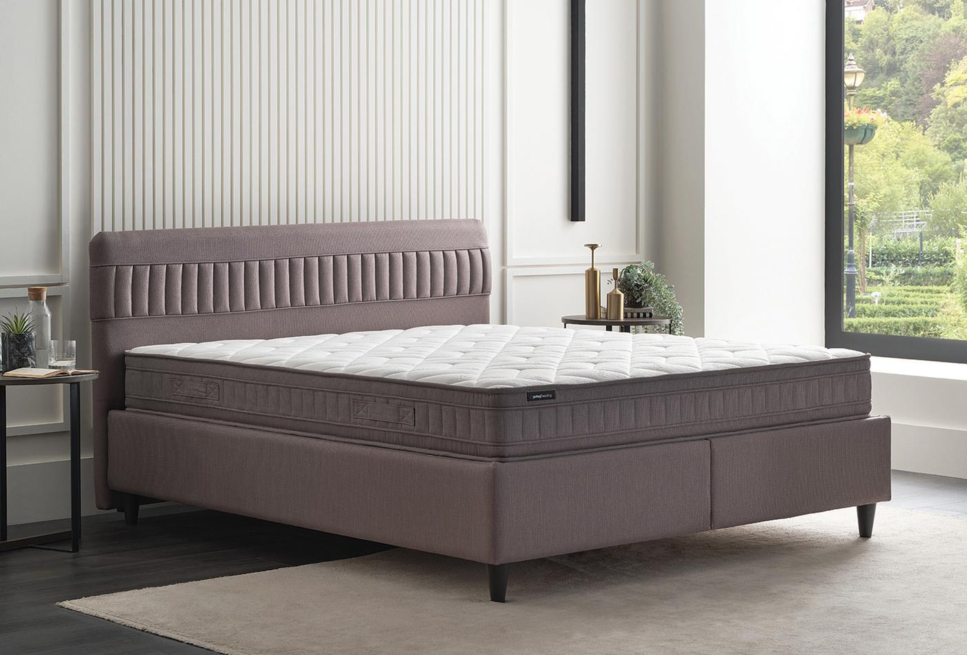 Sleep Balance Bed Boxspring met hoofdbord 90x190 cm Bruin - foto 4