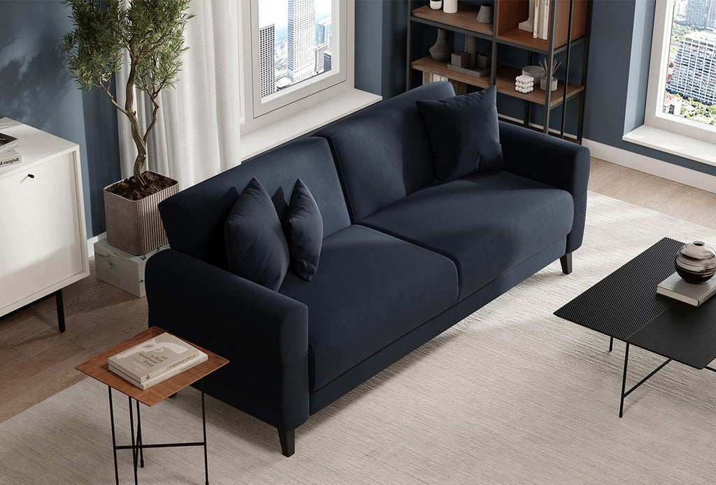 Astera Plus 3-Zitsbank met slaapfunctie Fluweel Marineblauw - foto 5
