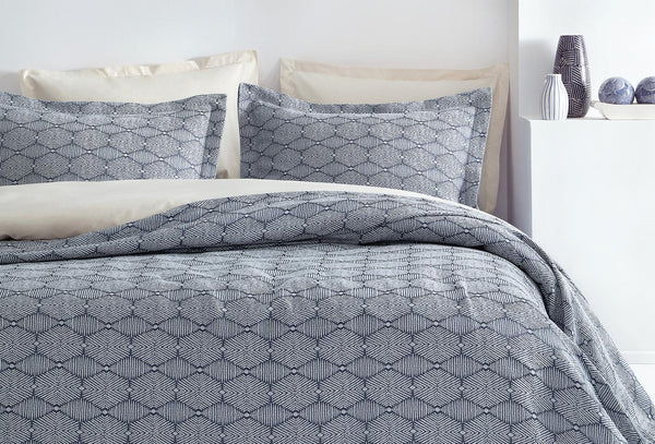Morty Marineblauw Bed Sprei Seti Tweepersoons
